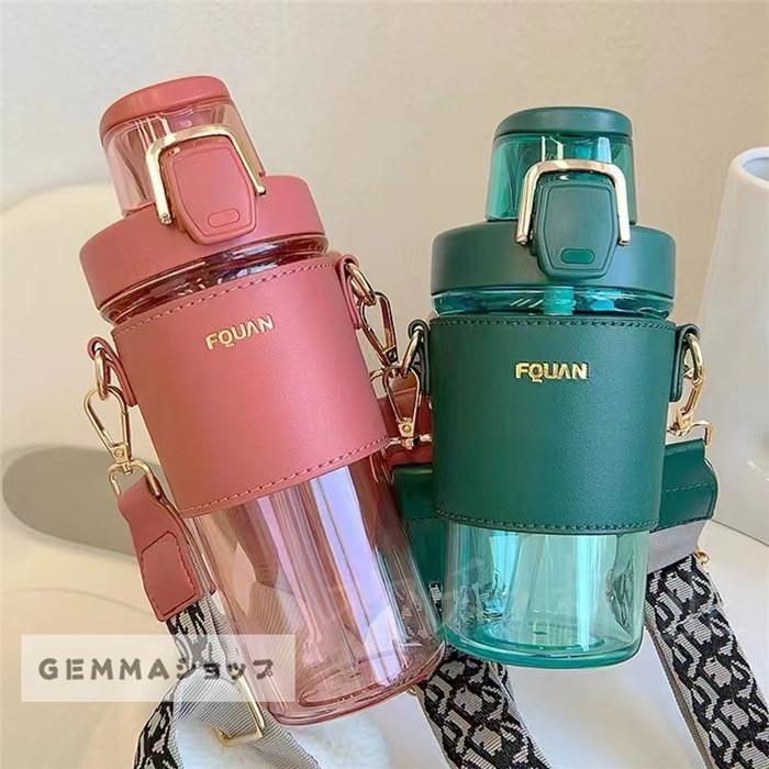 水筒 革カバー 調整可能革紐 斜めかけ可 高級感 ショルダー水筒 学生