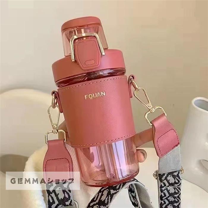 水筒 革カバー 調整可能革紐 斜めかけ可 高級感 ショルダー水筒 学生