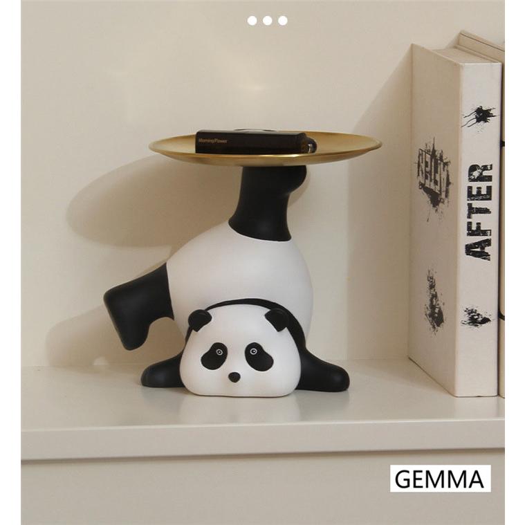 パンダー置物 木製棚 2点セット 玄関 鍵置き 鍵かけ カギ収納