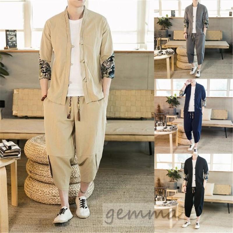 セットアップ メンズ ジャージセット スウェットセット 綿麻 和服 リネン サルエルパンツ 無地 カジュアル 薄手 部屋着 大きいサイズ 父の日 Mia 4 Gemma 通販 Yahoo ショッピング