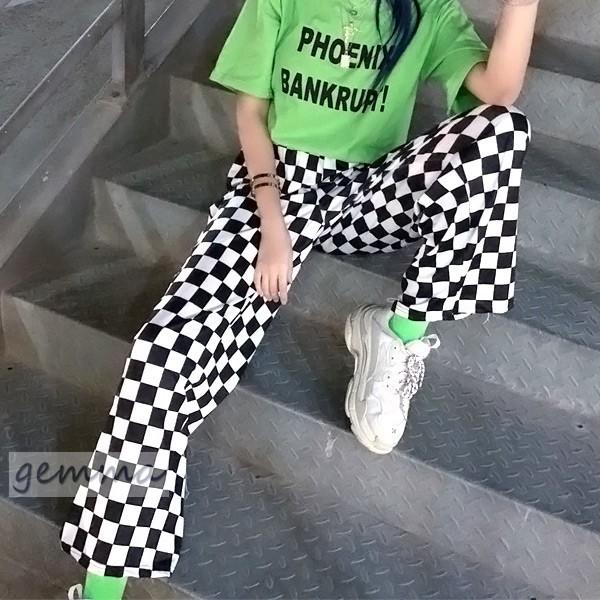 レディース ロックチェック柄 ワイドパンツ 原宿系 ファッション 派手 個性的 ダンス 衣装 コスチューム ヒップホップ 韓国 大きいサイズ Qaz51 Gemma 通販 Yahoo ショッピング