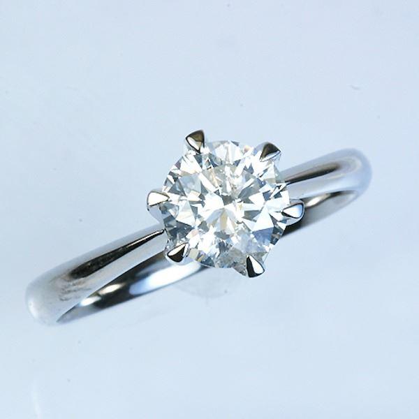 プラチナPt900 1.0ct一粒ダイヤリング 指輪 (鑑別書付き） 15号