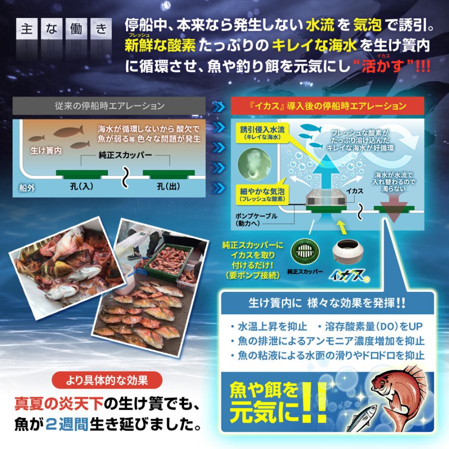 【イケダ商会・ヤマハ対応】イカス 船舶用 スカッパー 蓋 エアストーン内蔵 停船中も水流調整で生け簀を新鮮に保つ 海釣り 釣り船必須アイテム |  | 04