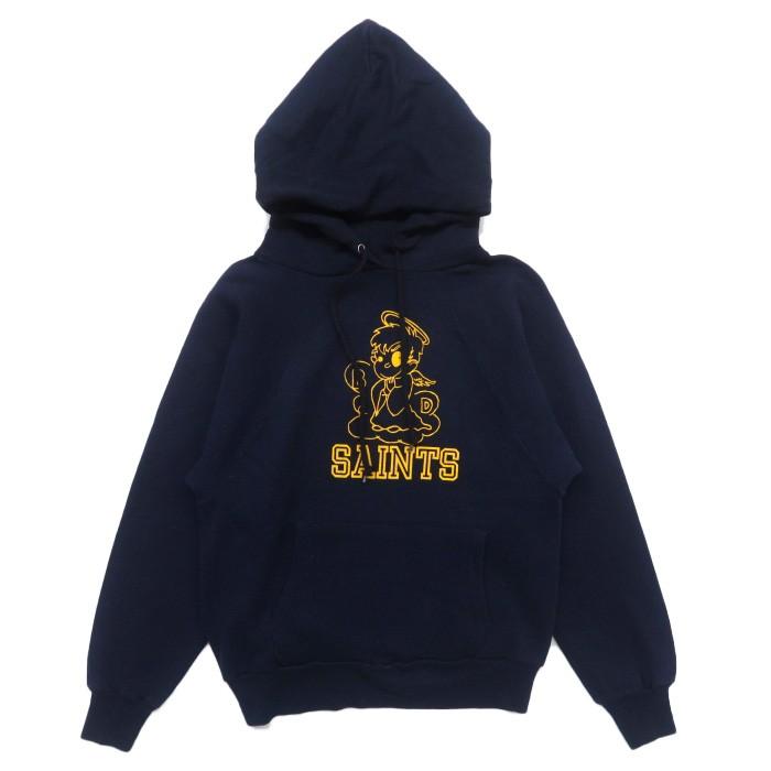 70年代 オールド プリントスウェットパーカー Saints ラバープリント ネイビー サイズ表記 Gd 東京高円寺 古着屋 Slut スラット 通販 Yahoo ショッピング