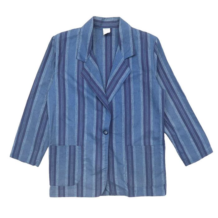 別倉庫からの配送 ジャケット 古着 Usa製 イージーテーラードジャケット ストライプ柄 サックスブルーベース サイズ表記 M Www Threeriversofs Com