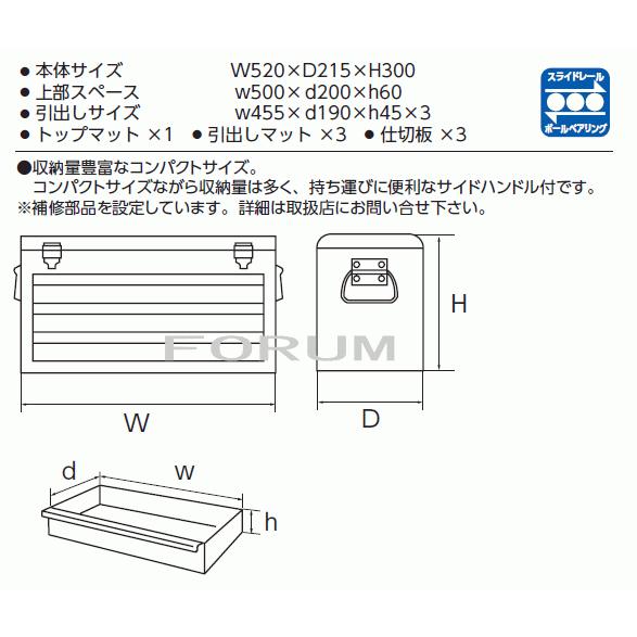 KTC 【限定色 在庫あります！】 工具箱 チェスト （3段3引出し