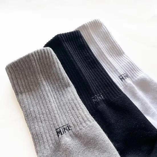 MINE logo socks 3点セット お得 USAコットン 靴下 ワンポイント ロゴ オールシーズン ジャガード織 ...