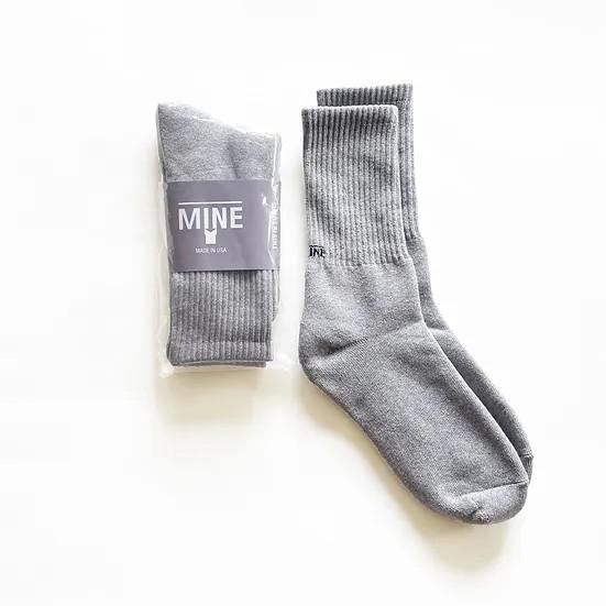 MINE logo socks 3点セット お得 USAコットン 靴下 ワンポイント ロゴ オールシーズン ジャガード織 ...