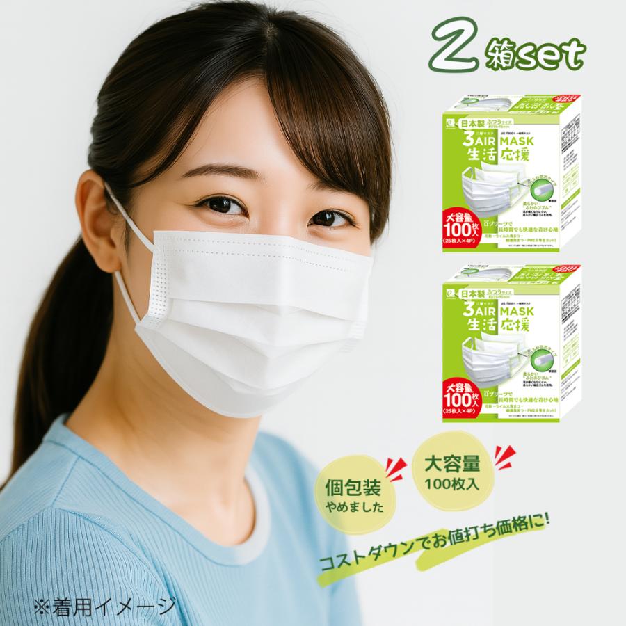 eirene（エレネ） 生活応援 マスク 2箱セット 不織布 日本製 不織布