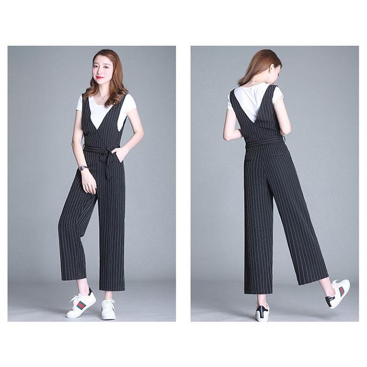 サロペット オールインワン Vネック レディース サスペンダー おしゃれ 秋服冬服 ストライプ 体型カバー 通勤 Cdnbdk009 Fouyou 通販 Yahoo ショッピング
