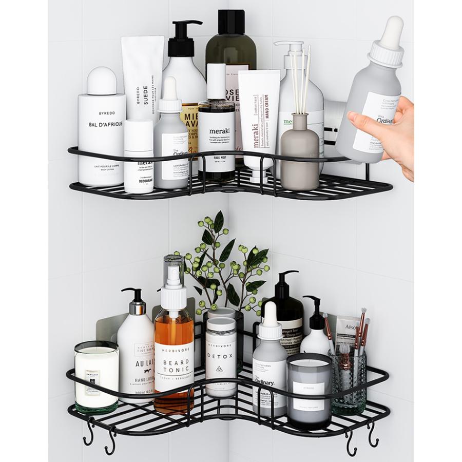 バスラック シャンプーラック 錆びない 壁掛け バス収納ラック 収納棚 キッチン 洗面所 お風呂 大容量 水切り おしゃれ 省スペース シンプル トレイ 浴室 ヴァストマート 通販 エコココーナーシェルフシャンプーホルダー棚バスルームkithchen B