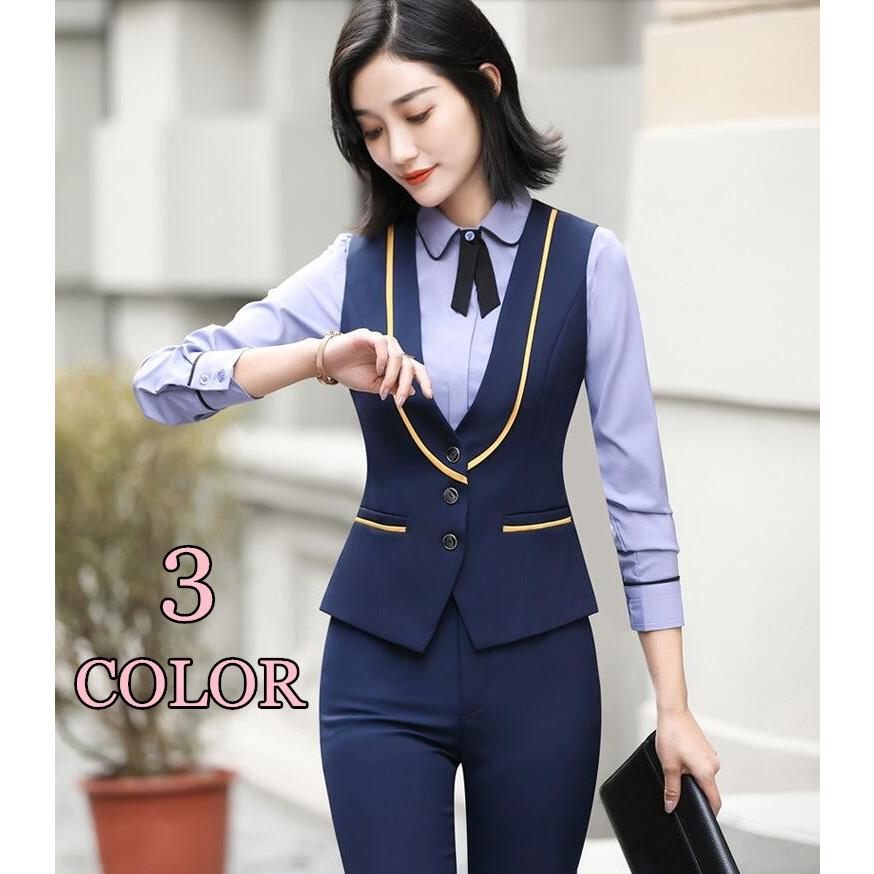 Foryou レディーススーツセット スーツ 上下セット ベスト パンツ セットアップ 2点 Ol 面接 事務服 オフィス 通勤 おしゃれ 細身作り 気質優雅 Cdxzktz003 Fouyou 通販 Yahoo ショッピング
