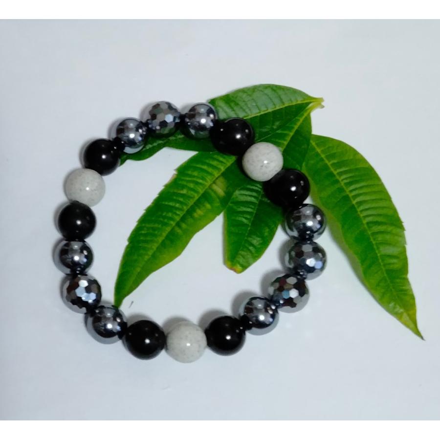 ご注文品✿天然石❖ブラックシリカ✡北投石 ~茶~✡テラヘルツ鉱石✡ブレス レット 北投石・ブラックシリカ・テラヘルツ鉱石ブレスレット 内径約16cm