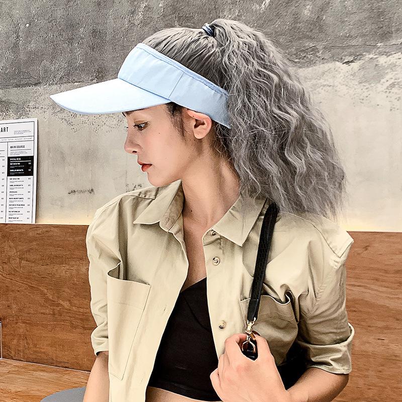ソバージュ ポニーテール ウィッグ サンバイザー 帽子付き ゴルフ テニス スポーツ女子 アッシュ パープル ベージュ ブラック ブラウン レーディスファクション Sunvisorwig Fos 通販 Yahoo ショッピング