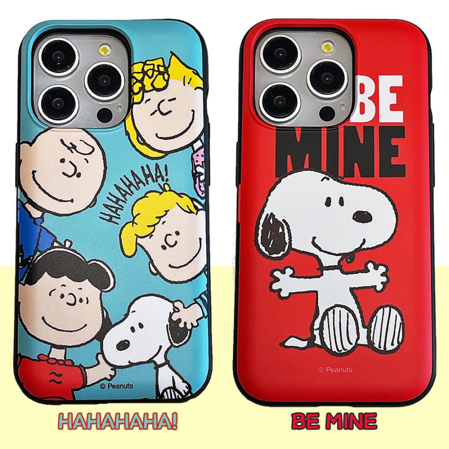 SNOOPY（スヌーピー） iphone15 背面カードミラー ケース peanuts