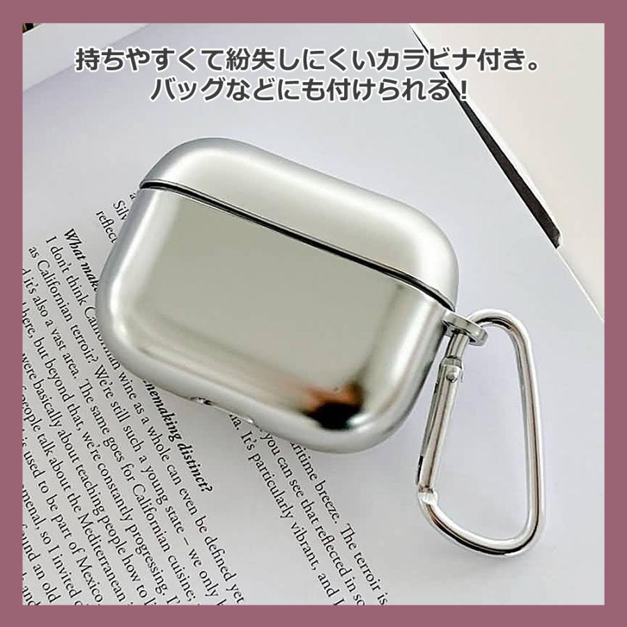 airpods pro2 カバー ワイヤレスイヤホン ケース シルバー メタリック