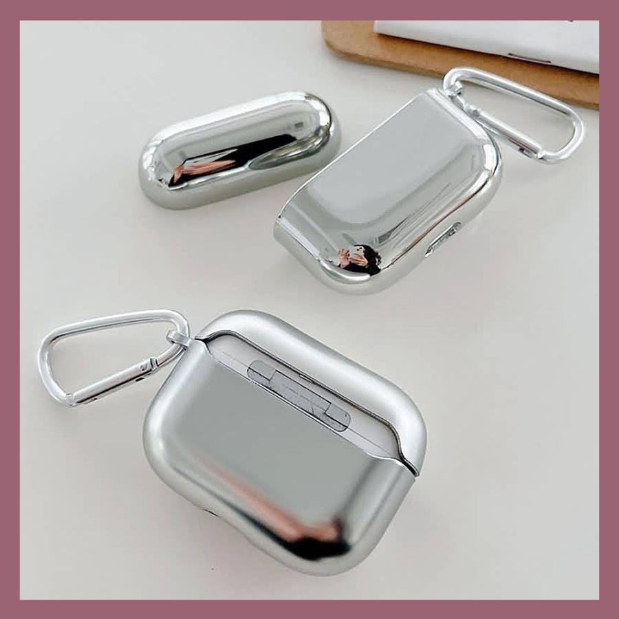 airpods pro2 カバー ワイヤレスイヤホン ケース シルバー メタリック