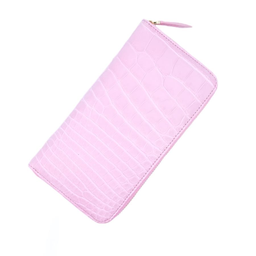 新品 長財布 クロコダイル ワニ革 本物鑑定 直輸入限定価格 レアカラー パステル ラウンドファスナー 希少革 メンズレディース