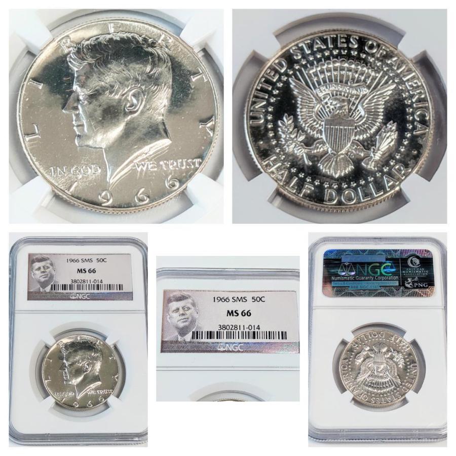 銀貨 1964年含むケネディ大統領コイン5枚セット MS66 50セント PCGS