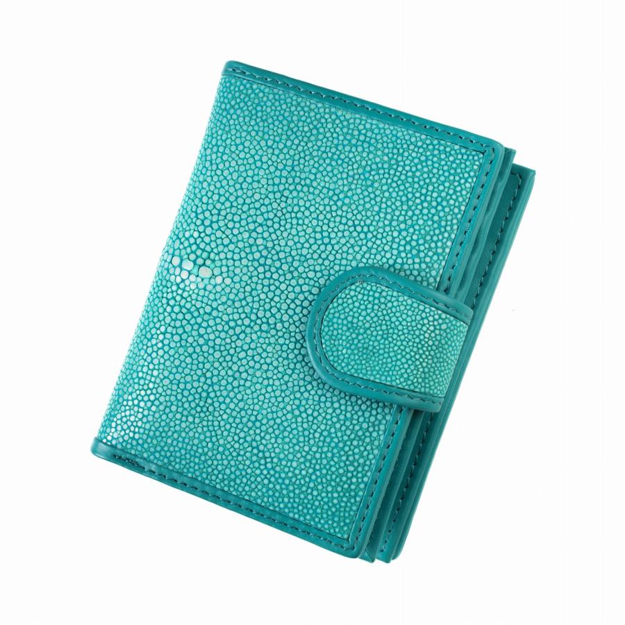 本革 スティングレイ エイ革 ガルーシャ 二つ折り財布 グリーン 緑 スティングレイ 二つ折り財布 メンズ レディース エイ革 ガルーシャ 本