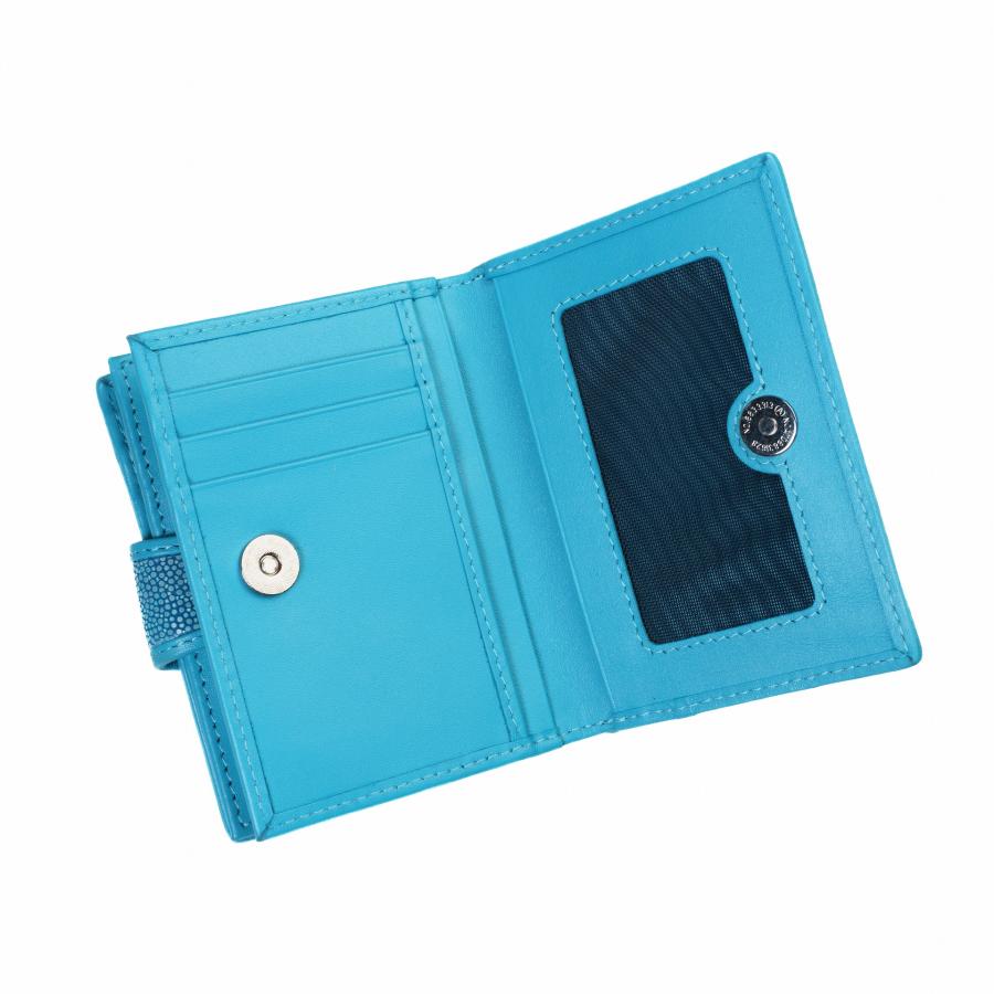 スティングレイ 二つ折り財布 ターコイズ 一枚革 メンズ レディース エイ革 スティングレイ 二つ折り財布 新品 高級感 シャイニングスティングレイ