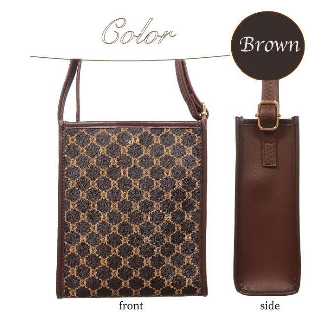 メンズ レディース モノグラム柄 スクエアショルダーバッグ