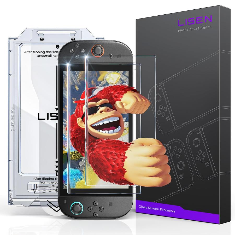 24時間以内発送　switch2 本体　画面保護フィルム セット LISEN 対応 switch 2 保護フィルム【2枚入り】全面保護 強化