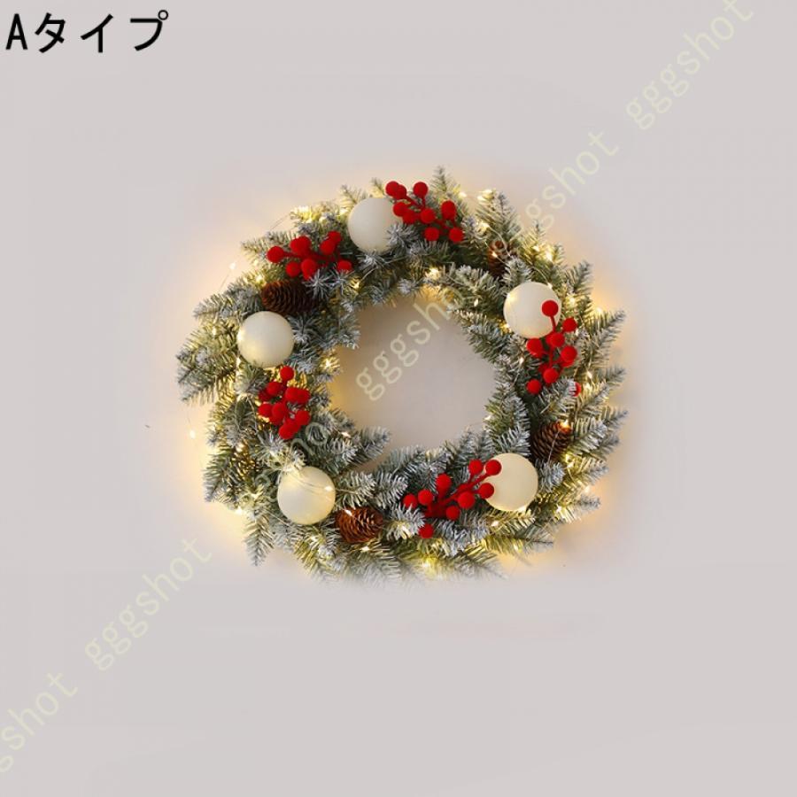 クリスマスリース ライト付き 松ぼっくり 木の実 葉 クリスマス リース ギフト 玄関リース クリスマスプレゼント 北欧インテリア オーナメント 店舗 装飾｜four-leafs-shop｜03