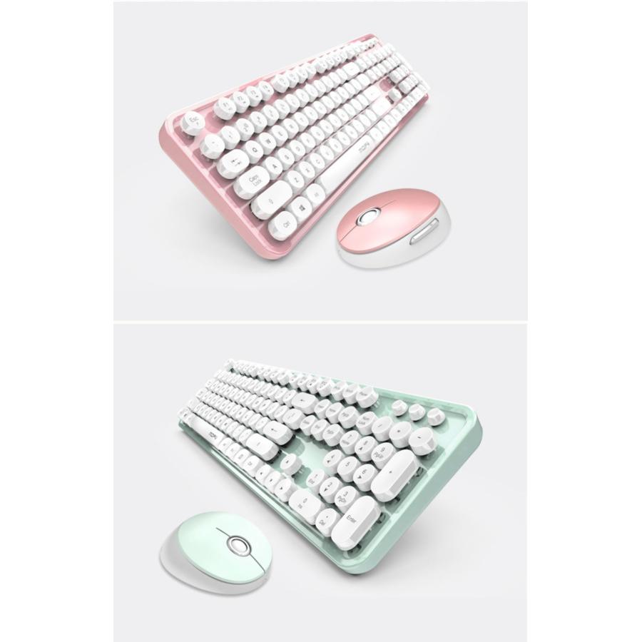 ブルートゥースキーボード マウス セット 21色 タイプライター かわいい 小さめ ワイヤレスキーボード コンパクトキーボード 軽量 Bluetoothキーボード 高性能｜four-leafs-shop｜14