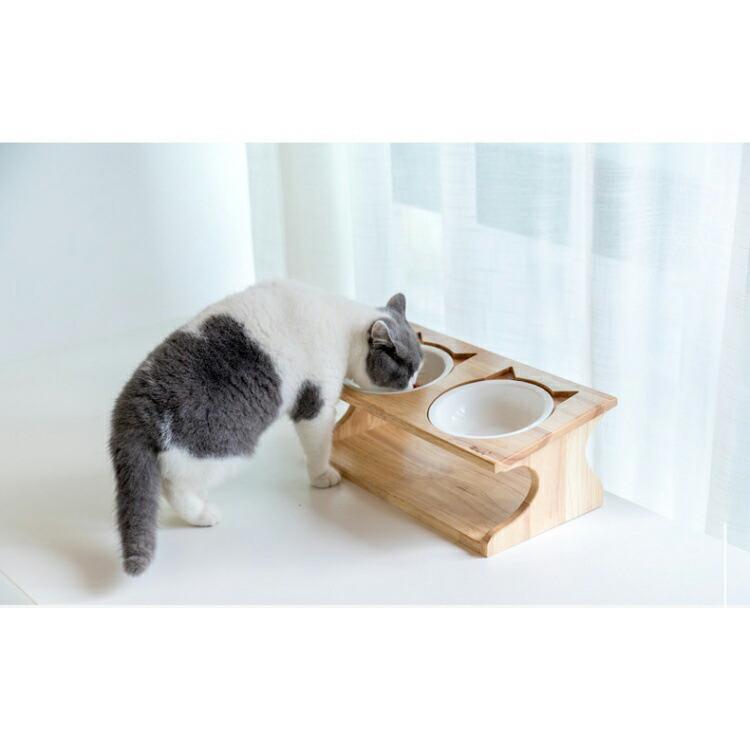 ペット食器台 犬 食器 猫 餌 フードスタンド 猫 陶器皿付き 食べやすい 傾斜 食器台 ご飯 台 猫エサ入れ おしゃれ かわいい 竹製 食器テーブル 可愛い デザイン｜four-leafs-shop｜07