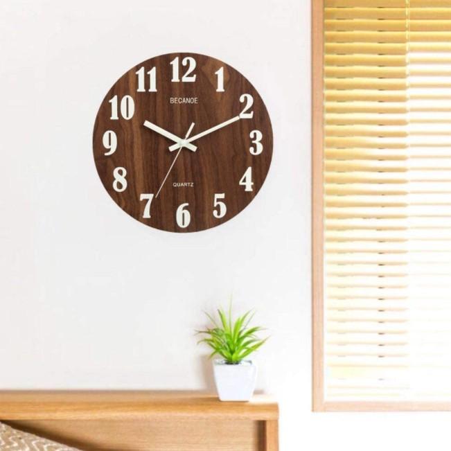 壁掛け時計 おしゃれ 北欧 木製 静音 夜光 掛け時計 アナログ 大型