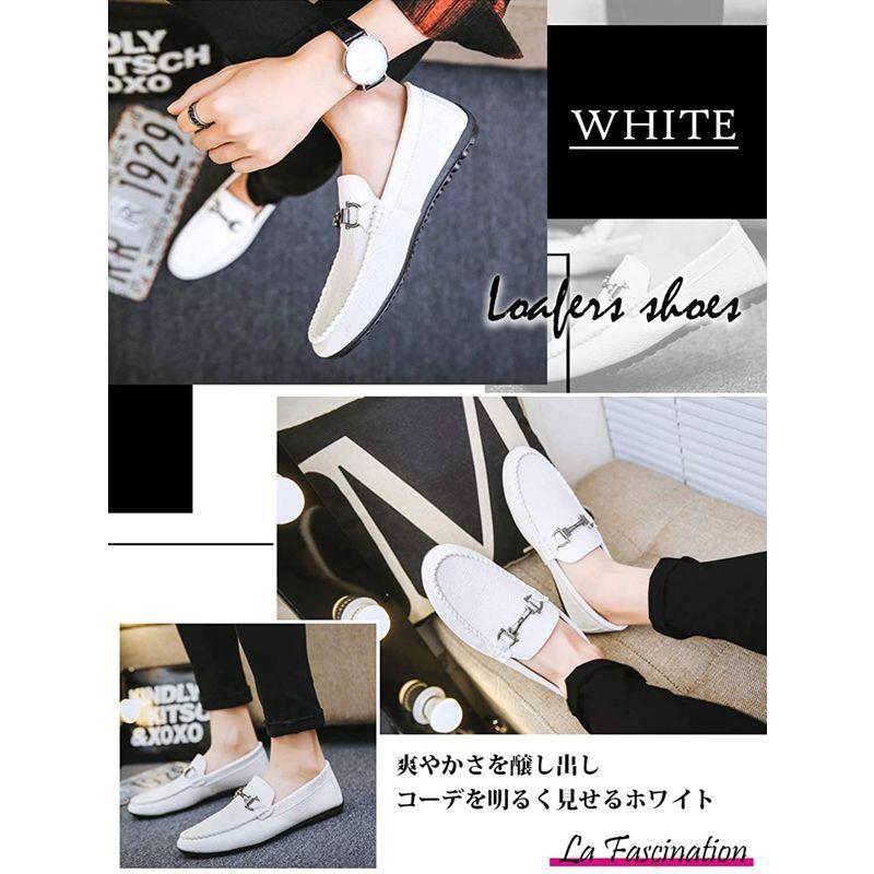 ファスナシオン スリッポン レザー シューズ メンズ ホワイト 25 5cm