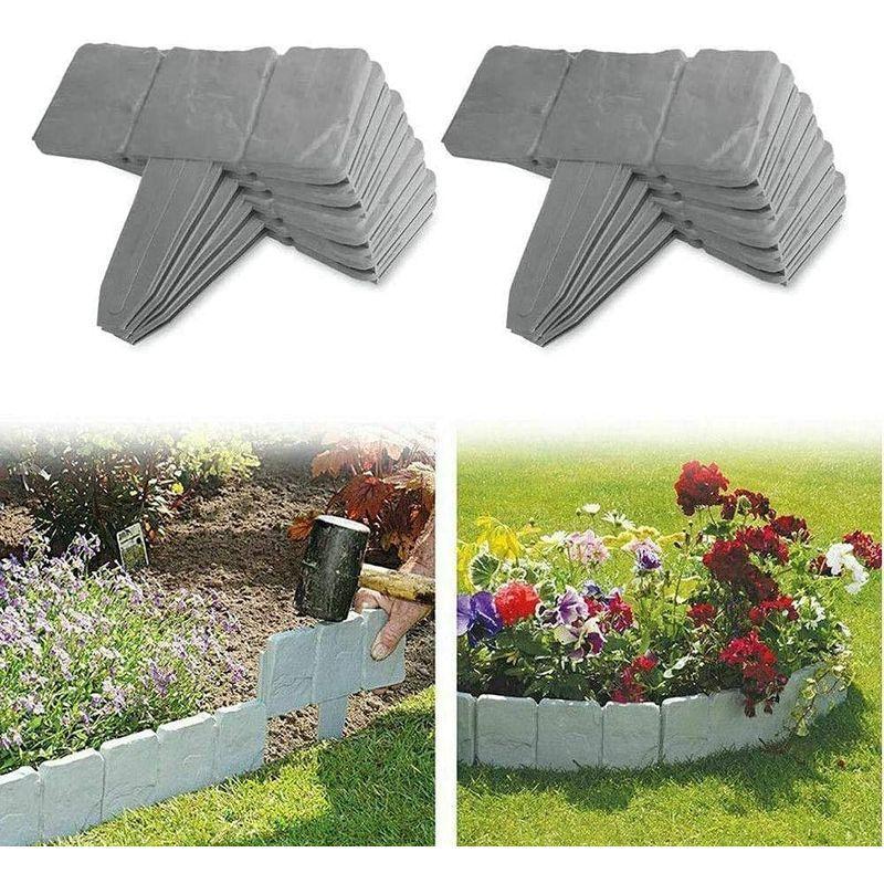 期間限定特価 Uyoyous 花壇フェンス 土ストッパー 土留め 花壇の仕切り 30枚セット ブロック石調 ガーデンエッジ 芝の根止め 雑草阻止 設置簡単 Wantannas Go Id