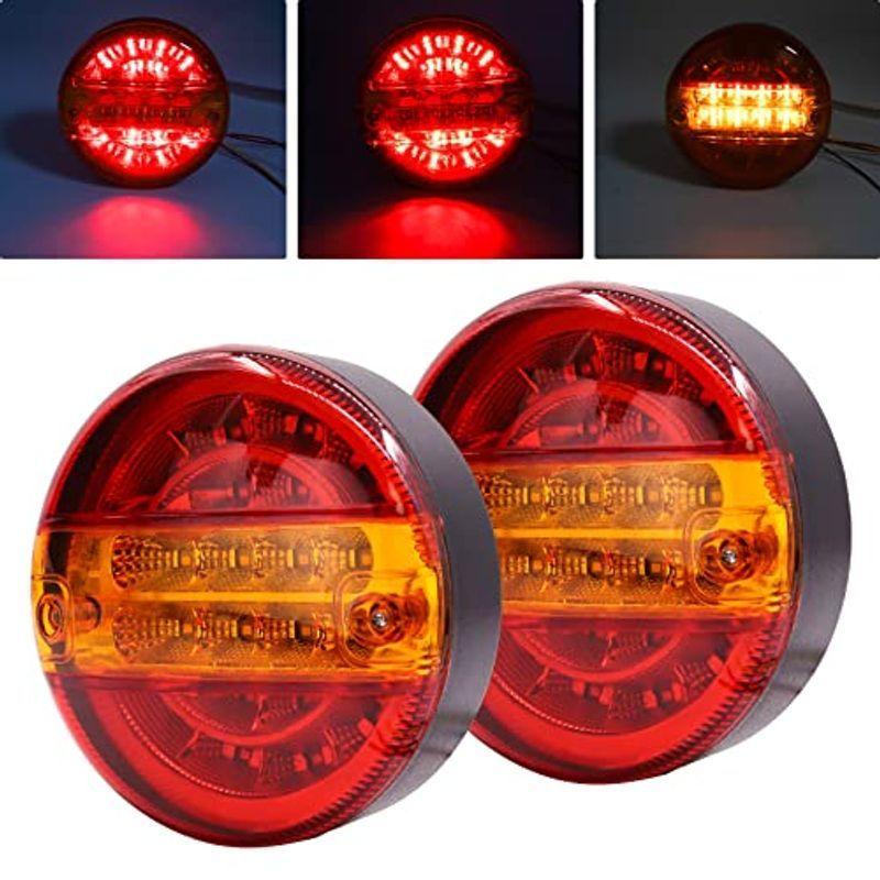 半額品 Aoling トレーラーテール 12v 24v テールランプ テールライト トラックリアライト キャラバンテール カーテール 防水 赤黄色2