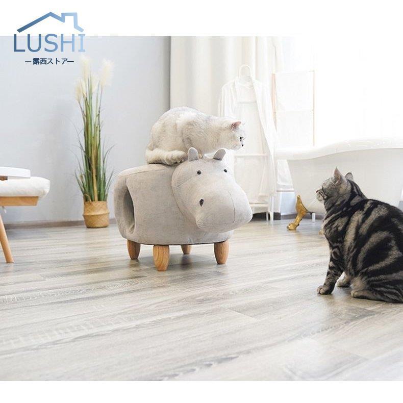 ねこ用ベッド ペットベッド キャットハウス スツール 椅子 猫用ハウス ねこグッズ ペット用品 ねこ用品 動物型 レザー調 インテリア かわいい おし cm