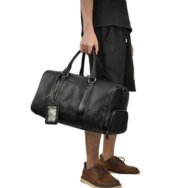 ボストンバッグ メンズ 本革 レザー トラベルバッグ ショルダーバッグ 機内持ち込み ゴルフ鞄 軽量 旅行鞄 小旅行 帰省 出張 靴ポケット付き 衣類 B4書類