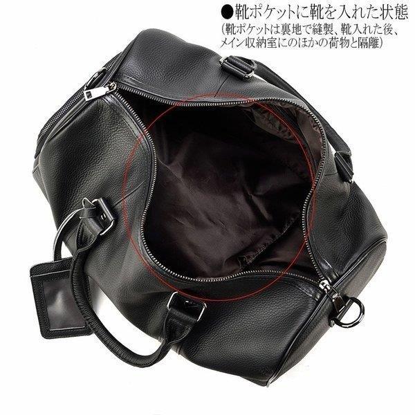 ボストンバッグ メンズ 本革 レザー トラベルバッグ ショルダーバッグ 機内持ち込み ゴルフ鞄 軽量 旅行鞄 小旅行 帰省 出張 靴ポケット付き 衣類 B4書類