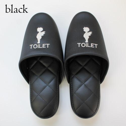 スリッパ　トイレ用　ブラック　ＢＫ　TOILET アウトレット品　トイレスリッパ　エンゼル刺繍　可愛い　かわいい　おしゃれ　ラッピング不可　沖縄不可 | 