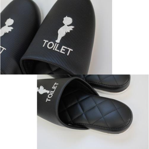スリッパ トイレ用 ブラック ＢＫ TOILET アウトレット品 Ｂ級品 トイレスリッパ エンゼル刺繍 可愛い かわいい おしゃれ ラッピング不可 沖縄不可 |  | 01