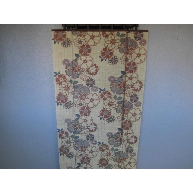 ◆【販売終了】竹　ロールスクリーン （ 着物柄  ） 約 88ｃｍ×180ｃｍ 室内用  ロールアップ　 間仕切り 目隠し 簾 すだれ 日除け バンブー　bamboo　 |  | 01