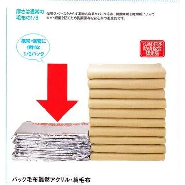 ◆【販売終了】１０枚セット　難燃毛布（日本防炎協会認定品）送料無料（沖縄不可）圧縮パック毛布　保存用毛布　避難　非常時用　災害救助用毛布 | 