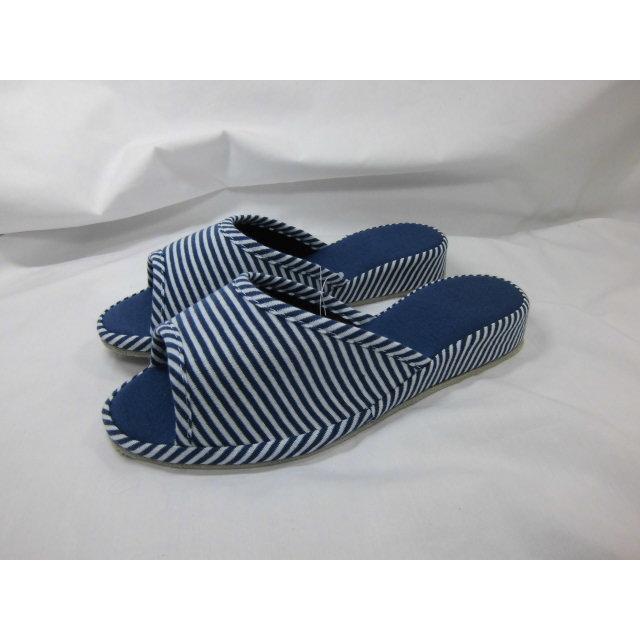 スリッパ ヒール ブルー ボーダー柄 ヒール高約３ｃｍ 室内履き かかと ヒールあり 美脚 婦人用 おしゃれ かわいい ヒールスリッパ ルームシューズ 沖縄不可 | 
