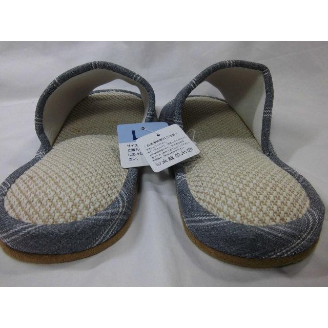 スリッパ 洗える メンズ 紳士用 Ｌサイズ チェック柄 ワンポイント  外縫い 前開き 夏用 室内履き ゆったり 大きいサイズ 男性用 来客用 自宅用 沖縄不可 |  | 01