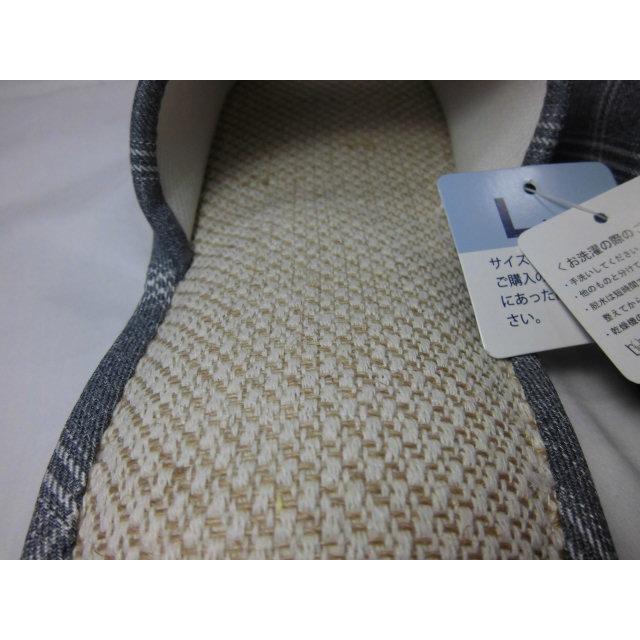 スリッパ 洗える メンズ 紳士用 Ｌサイズ チェック柄 ワンポイント  外縫い 前開き 夏用 室内履き ゆったり 大きいサイズ 男性用 来客用 自宅用 沖縄不可 |  | 02