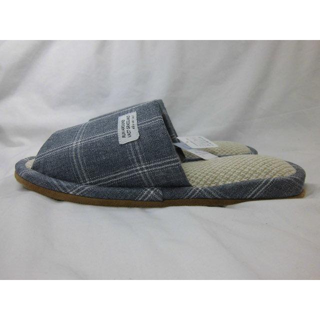 スリッパ 洗える メンズ 紳士用 Ｌサイズ チェック柄 ワンポイント  外縫い 前開き 夏用 室内履き ゆったり 大きいサイズ 男性用 来客用 自宅用 沖縄不可 |  | 03