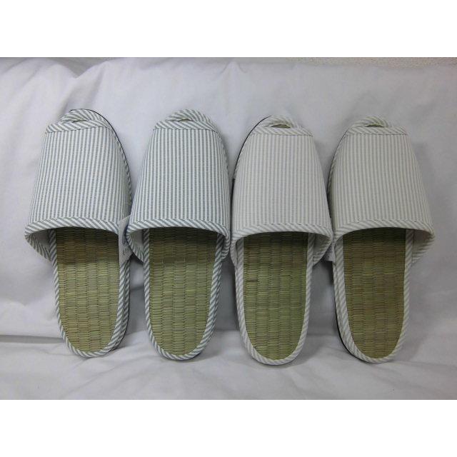 スリッパ ストライプ柄 い草  アウトレット品 単品販売 前開き 家庭用 来客用 おしゃれ いぐさ イ草 たたみ 畳 和風 天然素材 訳あり 沖縄不可 |  | 02