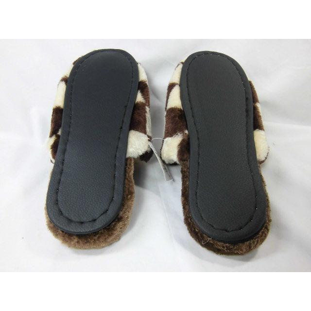 ボアスリッパ ブラウン ＢＲ 市松模様 ブロックチェック 裏面ビニール素材 室内用 おしゃれ あったか あたたかい 暖かい ボア boa 冬用 沖縄不可 |  | 05