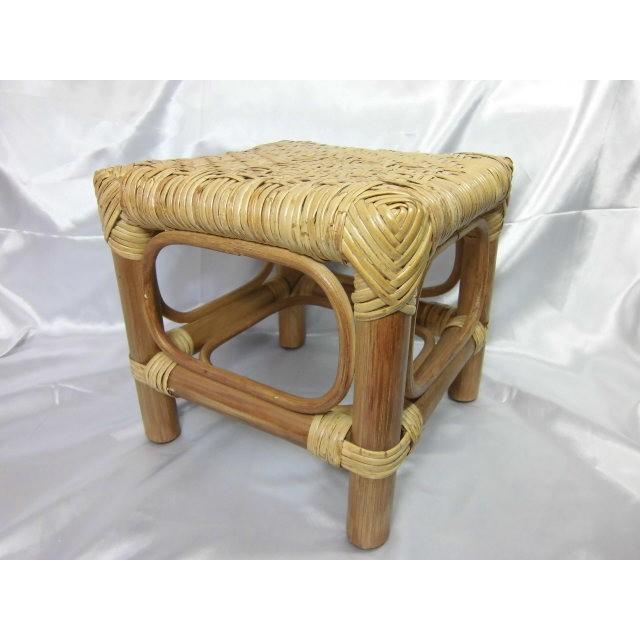 ◆【販売終了】角ミニスツール　籐家具　ラタン家具　ローチェア　花置き　花台 スポーツ観戦用　キャンプ用 | 