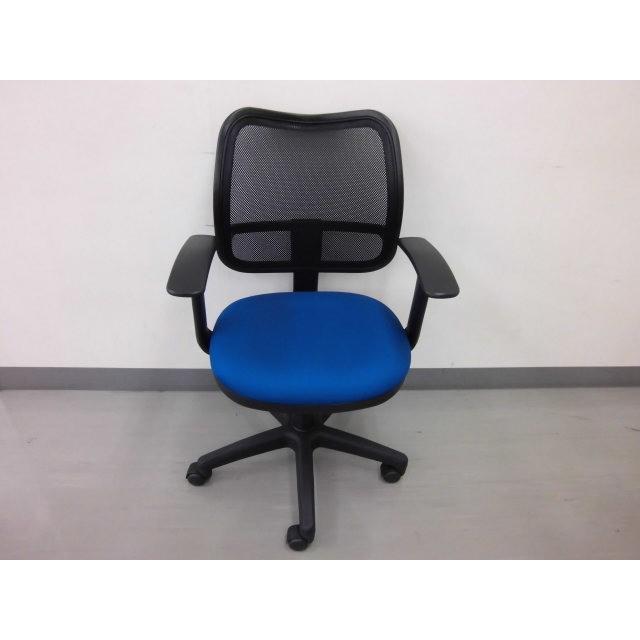 ◆【販売終了】肘付きワークチェア ブルー　背メッシュ  送料無料 （沖縄・離島不可）　ＯＡチェア　オフィスチェア　学習椅子　書斎椅子 |  | 04