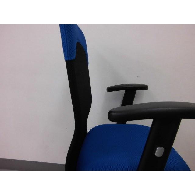 ◆【販売終了】肘付きワークチェア ブルー　背ロング  送料無料 （沖縄・離島不可）　ＯＡチェア　オフィスチェア　学習椅子　書斎椅子 |  | 03